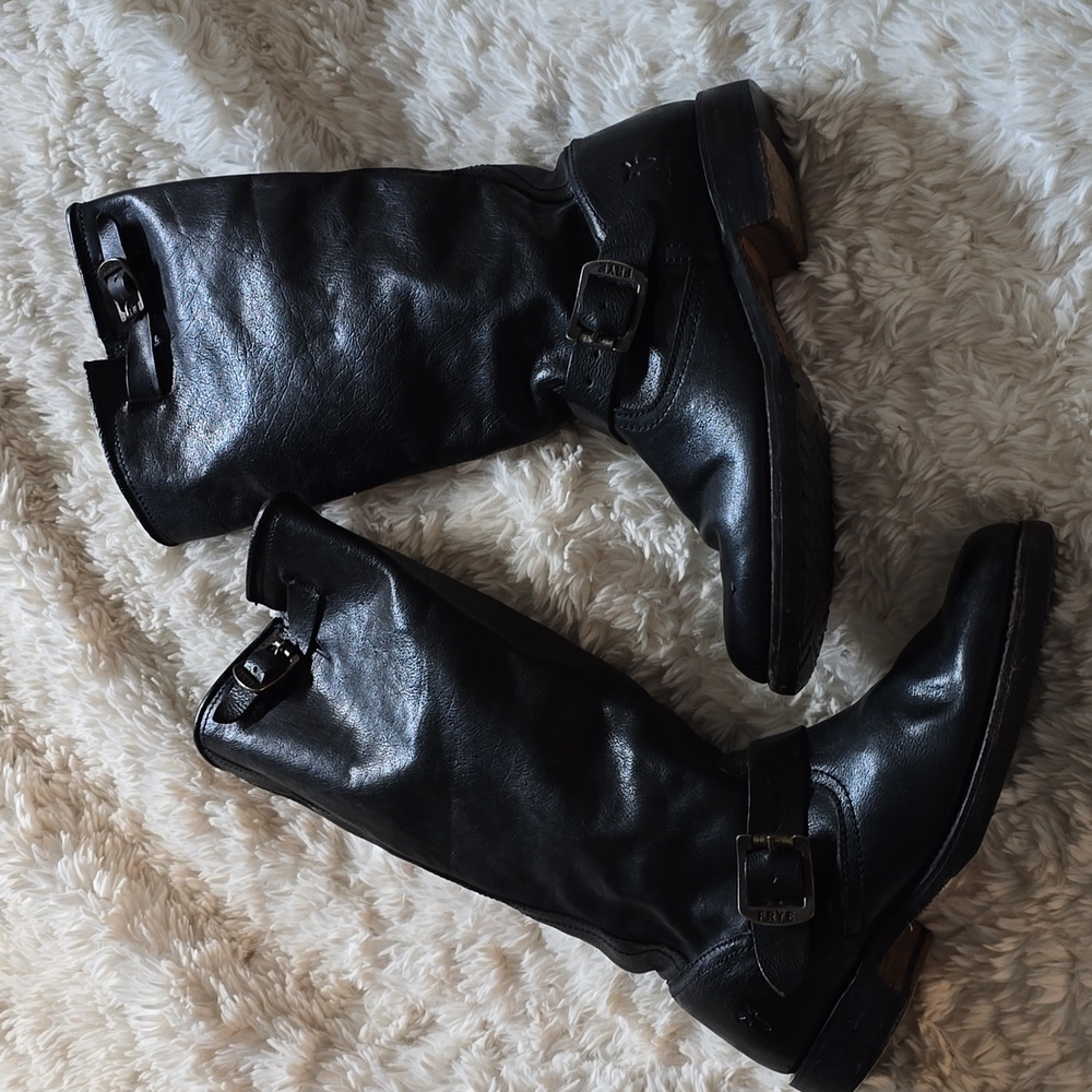 Frye Veronica Black Tall Slouch Riding boots Leather 9.5
